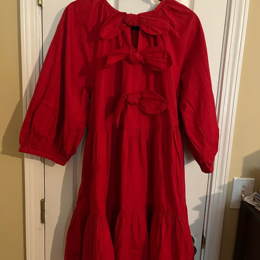 Mudpie Red Dress with bow detailing